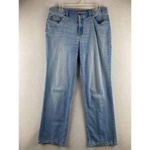 Talbots Jeans Womens 12 Blue Curvy Bootcut Distressed Stretch Denim Light Wash